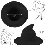 Halloween Witch Hat Wizard Women Costume Cosplay Party Accessory Daily Girl Wool Knitted Wide Brim Foldable Pointed Hat