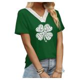 Aokosor Womens Summer Tops 2025 Trendy Crochet V Neck Tee Shirts Short Sleeve Casual