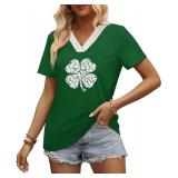Aokosor Womens Summer Tops 2025 Trendy Crochet V Neck Tee Shirts Short Sleeve Casual