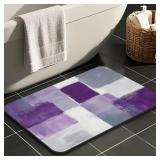 Purple and Gray Abstract Art Painting Bathroom Rugs Mat Non Slip Super Absorbent Stain Resistant Quick Dry Thin Bathroom Rug-Bath Mats for Bathroom Floor Bathtub,30'x20'