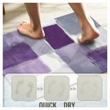 Purple and Gray Abstract Art Painting Bathroom Rugs Mat Non Slip Super Absorbent Stain Resistant Quick Dry Thin Bathroom Rug-Bath Mats for Bathroom Floor Bathtub,30'x20'