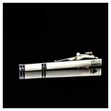 JEMYGINS Solid Color Mens Plaid Tie and Pocket Square with Tie Clip Sets Dark Blue