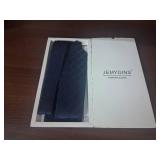 JEMYGINS Solid Color Mens Plaid Tie and Pocket Square with Tie Clip Sets Dark Blue