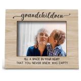 FONDCANYON Grandchildren Fill a Space in Your Heart That You Never Knew was Empty Picture Photo Frame,Grandparents Day Birthday Gifts for Grandparents Picture Frames (5x7 Inch Photo)