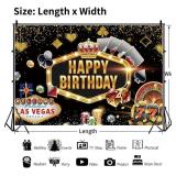 5x3 ft Casino Happy Birthday Backdrop Las Vegas Casino Night Birthday Photography Background Dice Poker Birthday Party Banner Decorations Cake Table Photo Booth Props