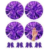 Jexine 8 Pcs Cheerleading Pom Poms with Large Cheerleader Hair Bows Metallic Cheer Metallic Cheer Supplies for Dance Team Spirit Sports Carnival Celebration