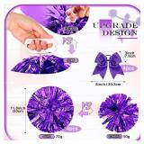 Jexine 8 Pcs Cheerleading Pom Poms with Large Cheerleader Hair Bows Metallic Cheer Metallic Cheer Supplies for Dance Team Spirit Sports Carnival Celebration