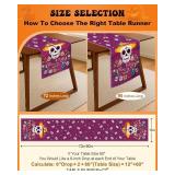 Lot Of 2 D a de Los Muertos Table Runner - 13x72 Mexico Day of The Dead Table Runner for Altar, Colorful Mexican Sugar Skull & Marigold for Home Party Dinner Decor, Cinco de Mayo Rustic Decoration