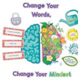 Carson Dellosa Education 10 pc Bloom With a Growth Mindset Bulletin Board Set, Motivational Poster, Plant Cutouts, 2-Piece Brain With Affirmation Cards, Calm Down Corner Supplies and Classroom Decor