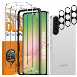 QsmQam 3 Pack Screen Protector for Samsung Galaxy A56 5G + 3 Pack Camera Lens Protector, Ultra HD Tempered Glass, 9H Hardness, Anti Scratch, Easy Installation - Case Friendly