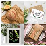 Boqon 35 Pack Leaf Stencils for Painting on Wood, Leaves Vine Stencil Spring Nature Template for DIY Craft Wall Fabric Rock Chalkboard Sign School Art Scrapbook Projects (Leaf) white clear