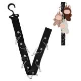 Plush Toy Display Strap with 8 Metal Clips, Hanging Wall Doll Organizer for 15-17cm Blind Box Dolls & Plush Animals Storage (Black)
