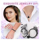 200pcs Rhinestone Jewelry Beads, Shiny Round Crystal Clay Bead Fancy Eye-Catching Diamond Round Beads for Earring Bracelet Necklace Jewelry Making (Black)