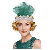 BABEYOND 1920s Headpiece Flapper Headband - Roaring 20s Crystal Showgirl Hair Band Great Gatsby Headband with Feather