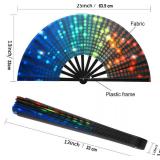 UV Glow Rave Hand Fan,Bamboo Folding Clack Hand Fan for Men Women,Festival Fan,Large Folding Hand Rave Fan for Festival (Blossoms)
