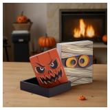 Halloween Decorations Indoor - 3 PCS Wooden Ghost Halloween Signs Blocks for Table, Office, Tiered Tray, Fireplace Mantle