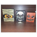 Halloween Decorations Indoor - 3 PCS Wooden Ghost Halloween Signs Blocks for Table, Office, Tiered Tray, Fireplace Mantle