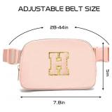 Gitus Gifts for 8 9 10 11 12 Year Old Girls Belt Bag Fanny Pack Crossbody Bags with Initial Letter Patch Cute Stuff Birthday Gifts for Teen Girls Women Personalized Trend Stuff (Coral Pink-H)