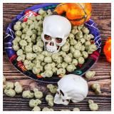 KIMOBER 100PCS Mini Skulls Heads Miniature Figurines,Small Plastic Realistic Halloween Skeleton Skulls Head Prank Props for Party Bar Home Table Decorations