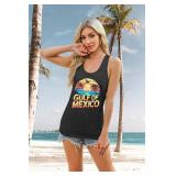 Gulf of Mexico T Shirt Women Gulf of Mexico Tank Top Vintage Beach Graphic Tee Summer Vacation Sleeveless Shirt 2XL