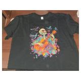 XL Black Tee Shirt With Skeleton Playing Guitar