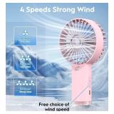 Mini Handheld Misting Fan, Small and Powerful, 3 Speed Portable Fan Lightweight USB-C Rechargeable Spray Water Mist for Makeup Stylish Girl Women Travel Indoor Outdoor Pink (Pink)