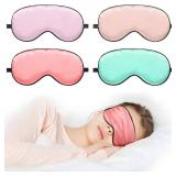 Sintege 3 Pcs Silk Eye Mask for Sleeping Kids Soft Eye Cover with Adjustable Strap Blindfold for Kids Boys Girls Christmas Travel Gift Nap Shade Blocking Light(Pink, Violet, Red)