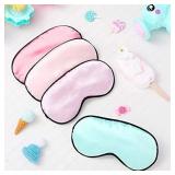 Sintege 3 Pcs Silk Eye Mask for Sleeping Kids Soft Eye Cover with Adjustable Strap Blindfold for Kids Boys Girls Christmas Travel Gift Nap Shade Blocking Light(Pink, Violet, Red)