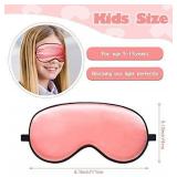Sintege 3 Pcs Silk Eye Mask for Sleeping Kids Soft Eye Cover with Adjustable Strap Blindfold for Kids Boys Girls Christmas Travel Gift Nap Shade Blocking Light(Pink, Violet, Red)