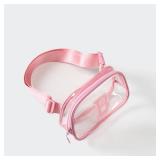 Pander Clear Small Belt Bag with Nylon Fabric Trim - Perfect for Game Day, Ballgame, Stadium Events Essentials - Light Pink/B