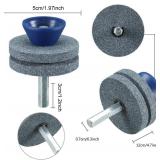 NEW Double Layer Corundum Lawn Mower Blade Sharpener, Universal Wear Lawnmower Blade Sharpener for Any Power Drill/Hand Drill, Double-Layer Grindstones Easy to Use and Not Easy Damage-(Gray)