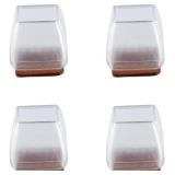Chair Leg Floor Protectors Chair Leg Protectors, 16 Pieces Square Chairs for Wear-Resistant Chair Leg Protectors, Thickened Protective Caps(Black)(Transparent)