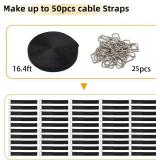 Hook and Loop securing Straps with 25 Metal Buckles,Free Cut Length, Adjustable Storage Organizer (1in x16ft)