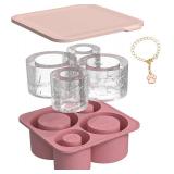 Tikpao Large Silicone Ice Cube Trays for Freezer with Lid for 20-40oz Stanley Cup IceFlow - Ice Mold - Reusable Ice Cubes Mold with Lid for Stanley Cup Accessories BPA Free,Dishwasher Safe (Pink)