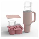 Tikpao Large Silicone Ice Cube Trays for Freezer with Lid for 20-40oz Stanley Cup IceFlow - Ice Mold - Reusable Ice Cubes Mold with Lid for Stanley Cup Accessories BPA Free,Dishwasher Safe (Pink)