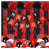 Happy Birthday Supplies - Red and Black