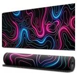 Gradient Mouse Pad Gaming 31.5 x 11.8in Desk Mat Topographic Keyboard Pad Mouse Mat for Non-Slip Base and Stitched Edge, Extended Desk Pad XL Keyboard Mousepad (Gradient), Large