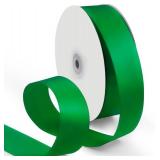 1-1/2 Inch 100 Yards Satin Ribbon Green, Solid Color Fabric Ribbon for Gift Wrapping, Wedding, Polyester Gift Ribbon for Birthday Party Decoration, Craft, Hair, Floral, Sewing