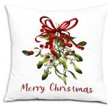 Christmas Mistletoe Pillow Covers 18x18, Mistletoe Christmas Decor, Red Bow Merry Christmas Pillow Covers for Couch Bed, Christmas Pillow Covers Decorative, Christmas Living Room Bedroom Decor