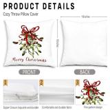 Christmas Mistletoe Pillow Covers 18x18, Mistletoe Christmas Decor, Red Bow Merry Christmas Pillow Covers for Couch Bed, Christmas Pillow Covers Decorative, Christmas Living Room Bedroom Decor