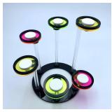 Black Round Big Frag Plugs for Corals with Fluorescent Acrylic and T-Shaped Bases - 4.72Inch Big Round Base (6 Units)