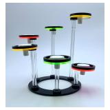Black Round Big Frag Plugs for Corals with Fluorescent Acrylic and T-Shaped Bases - 4.72Inch Big Round Base (6 Units)