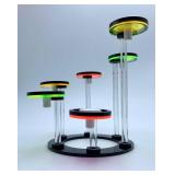Black Round Big Frag Plugs for Corals with Fluorescent Acrylic and T-Shaped Bases - 4.72Inch Big Round Base (6 Units)