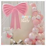 imprsv Bow Party Decorations 40x50in Pink Bow Decor, Coquette Birthday Decorations for Wedding Engagement Baby Shower, Giant Coquette Room Decor for Girls Women