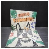 Lot of 2, Hello Summer Garden Flag Boston Terrier Vertical Double Sided Dog Tropical Flowers Plumeria Seasonal Farmhouse Yard Outdoor Decorations 12.5 x 18 Inch