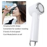 Portable Handheld Fan, 5 Speed High Wind Desktop Fan, Type C Rechargeable Battery Operated Mini Fans with Hanging Buckle for Office Indoor Outdoor, Cooling Accessories (White)