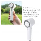 Portable Handheld Fan, 5 Speed High Wind Desktop Fan, Type C Rechargeable Battery Operated Mini Fans with Hanging Buckle for Office Indoor Outdoor, Cooling Accessories (White)