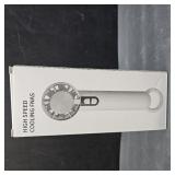 Portable Handheld Fan, 5 Speed High Wind Desktop Fan, Type C Rechargeable Battery Operated Mini Fans with Hanging Buckle for Office Indoor Outdoor, Cooling Accessories (White)