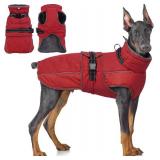 QBLEEV Warm Dog Jacket - Reflective, Adjustable Winter Coat with Turtleneck for Cold Weather, Waterproof Fleece Snowsuit for Small, Medium, Large Dogs