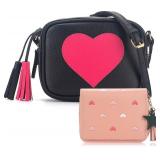 Girls Purse for Kids & Toddlers - Heart Purse with Teens Wallet & Tassel, Crossbody Bag Gift for Christmas